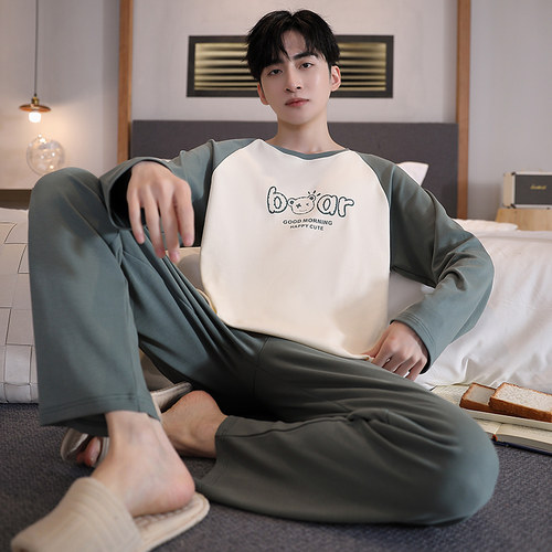 青少年纯棉睡衣男新款