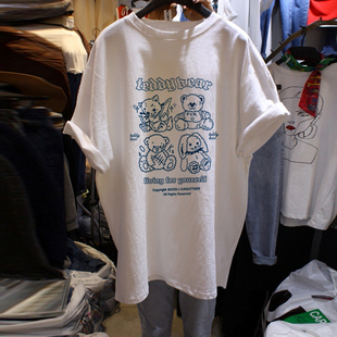 洋气慵懒风短袖 胖人女装 T恤女纯棉韩版 大码 遮肚上衣 洋气宽松夏装