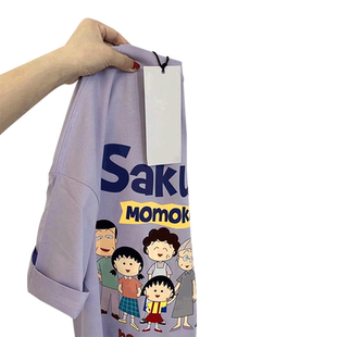 日系卡通夏季t恤女大码纯棉潮牌oversize闺蜜装短袖ins设计感上衣