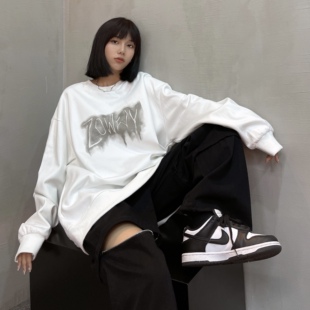 美式街头hiphop潮牌卫衣女秋冬炸街高级感加绒chic超火胖妹妹上衣
