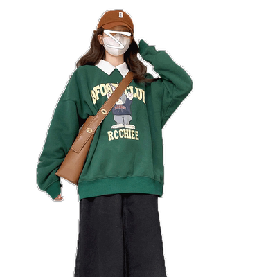 vintage加绒加厚大码卫衣欧美风