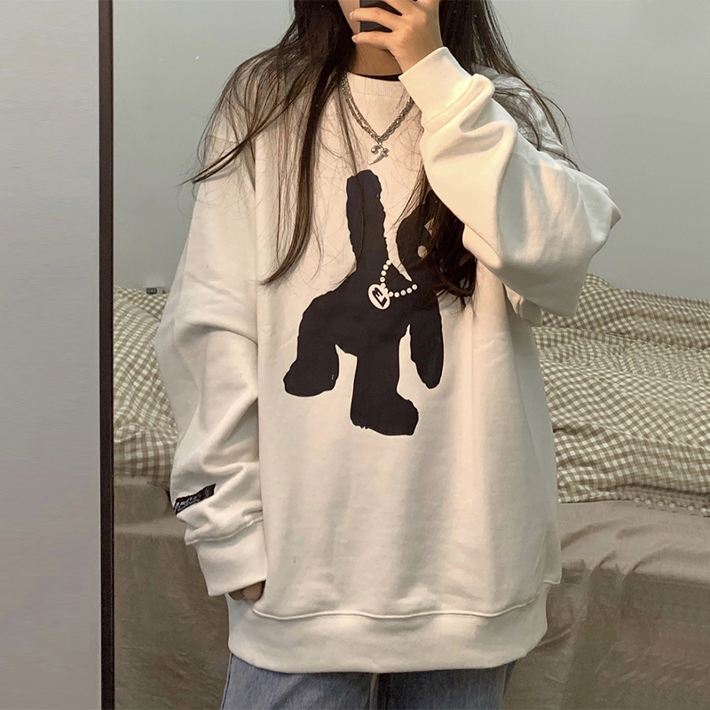 速发overs秋ze卫衣松冬加绒加厚潮宽i嘻哈白色上衣