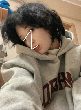 ulzzang大码灰色连帽卫衣女秋bf慵懒风加绒外套潮ins小众宽松上衣