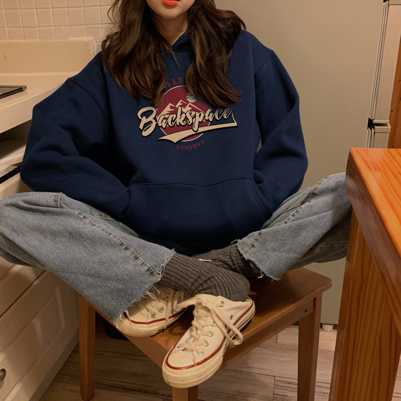 连帽卫衣女oversize大码美式复古外套ins潮牌慵懒风秋冬加绒上衣
