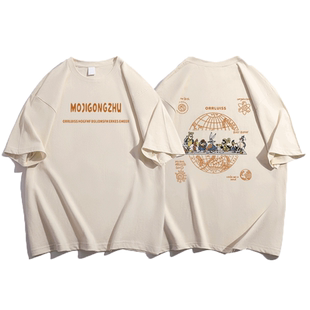 短袖t恤女2024新款oversize大码宽松卡其色显瘦ins潮牌慵懒风上衣