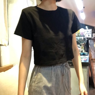 T恤女2021夏季 新款 韩版 显瘦上衣服 糖果色圆领短袖 ins潮打底衫 修身