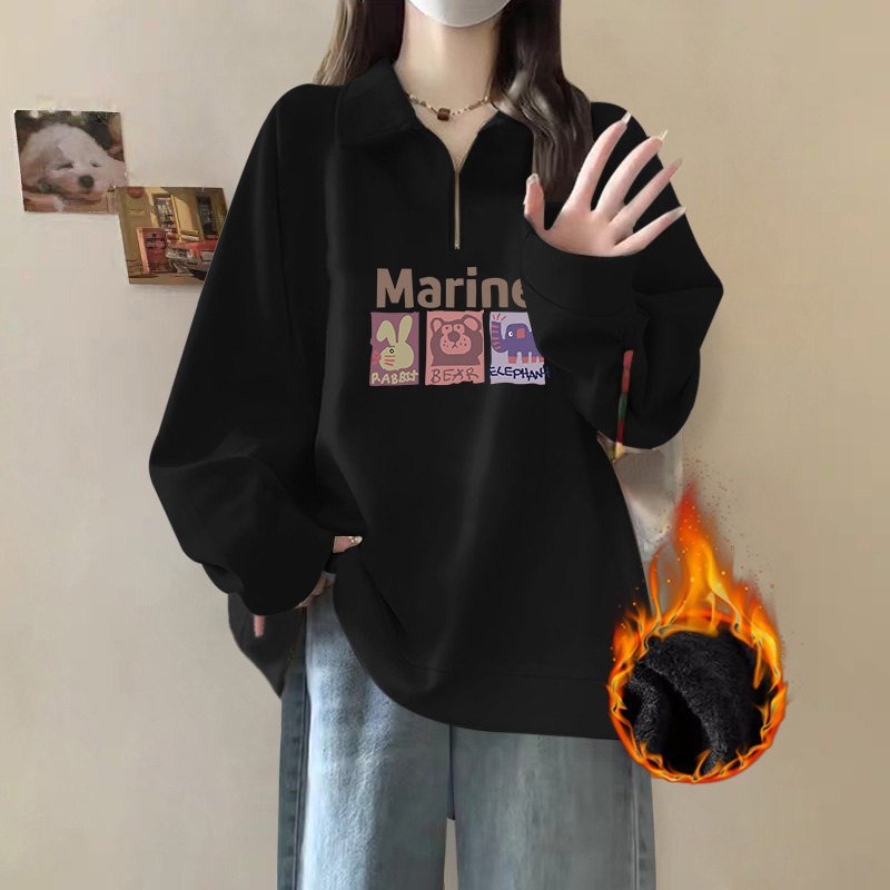 美式复古chic翻领设计感卫衣情侣