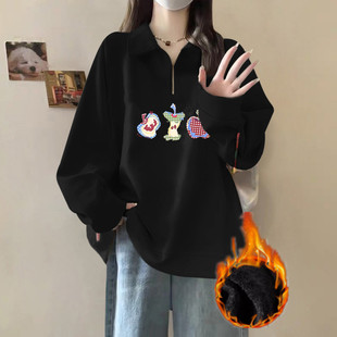 hiphop欧货街头风轻熟加绒polo领情侣卫衣女chic别致藏肉上衣甜辣