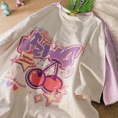 胖mm炸街oversize嘻哈潮ins酷短袖 复古港风上衣女 t恤宽松慵懒夏季