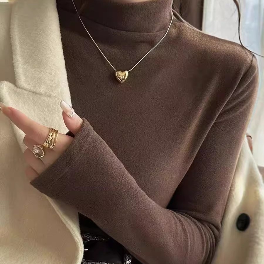 双面德绒半高领打底衫可外穿秋冬