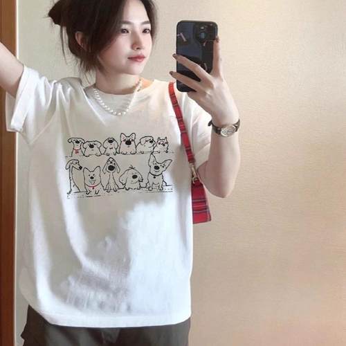 oversize纯棉白色短袖t恤女夏