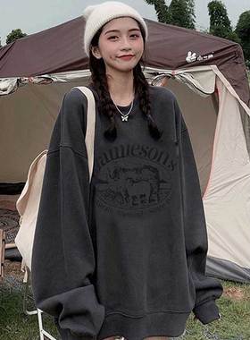 小众设计感chic卫衣女hiphop潮ins大码加绒无帽外套秋冬情侣上衣