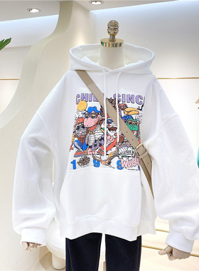 日系卡通古着vintage连帽卫衣宽松大码超火cec外套加绒早秋上衣