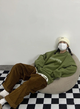 韩风chic大码绿色卫衣女炸街hiphop潮牌加绒加厚长袖上衣ins秋冬