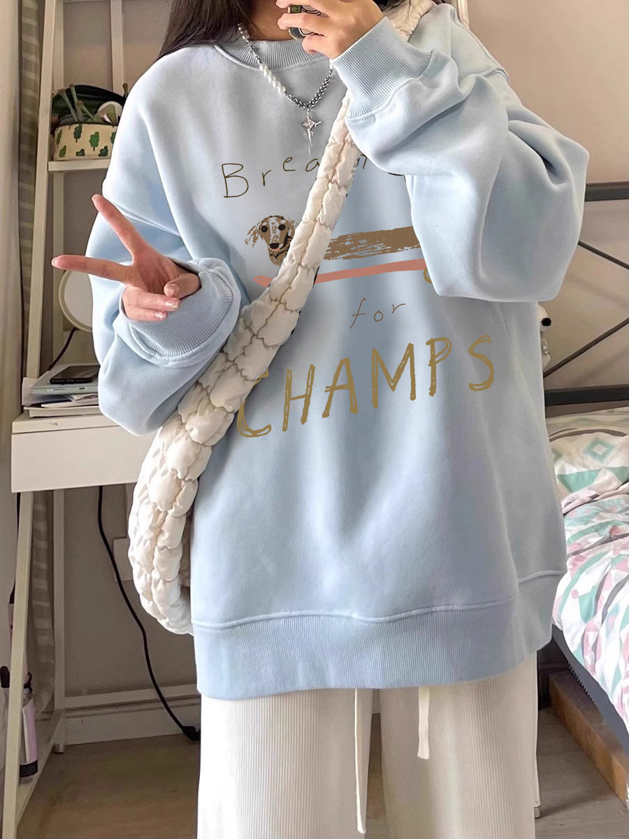 加绒卫衣奶系减龄大码圆领上衣