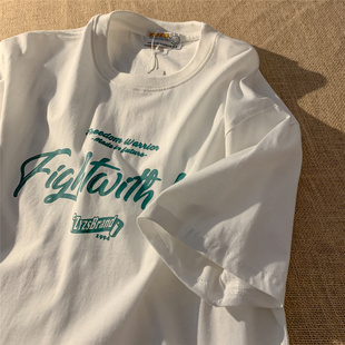 港味复古chic上衣夏 休闲网红t恤女ins超火宽松大码 半袖 2021年新款