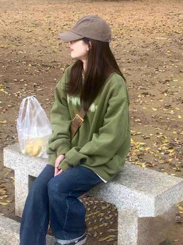 美式oldschool大码卫衣女秋薄款