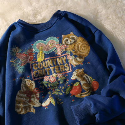 国潮复古早春胖mm卫衣