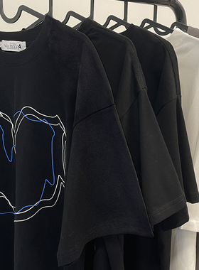 国潮街头复古vintageT恤女爱心扎染ins欧美大码宽松短袖oversize