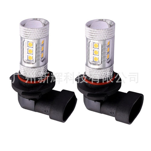 汽车LED雾灯 H10 9005 9006 80W 黄光 16LED 防雾灯 CREE 前照灯