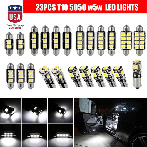 ebay汽车LED室内灯T10套装23件套解码Canbus双尖5050后视灯