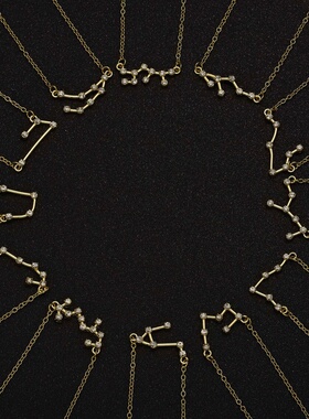 3条装符号星空古英文字母十二星座项链3件套套装