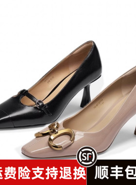 商场同款2025春新款方头玛丽珍高跟女单鞋TA54537-12 TA54537-13