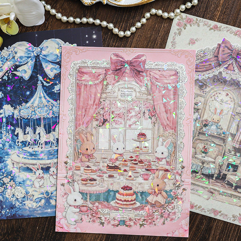 晚安云朵诗系列拼图贴纸 卡通梦幻微缩场景手账diy装饰解压贴画