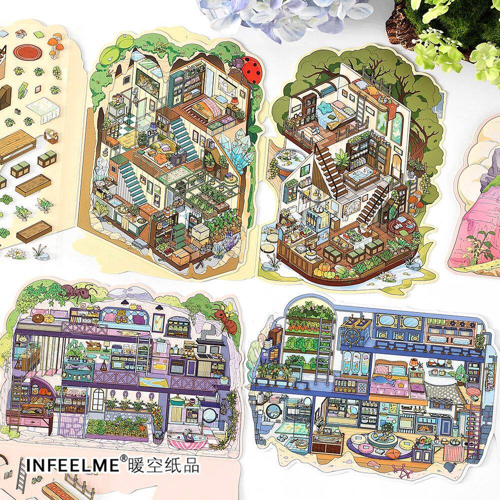 我的小屋第七弹系列2.5D造景贴纸 立体小屋diy场景手帐装饰素材贴