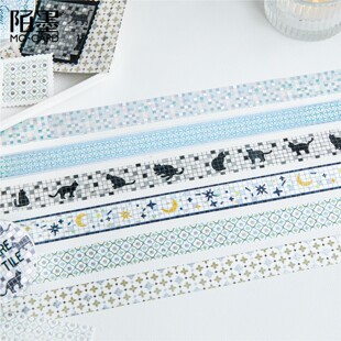 彩砖集系列烫银和纸胶带 梦幻水彩花砖手账diy打底装饰素材贴画