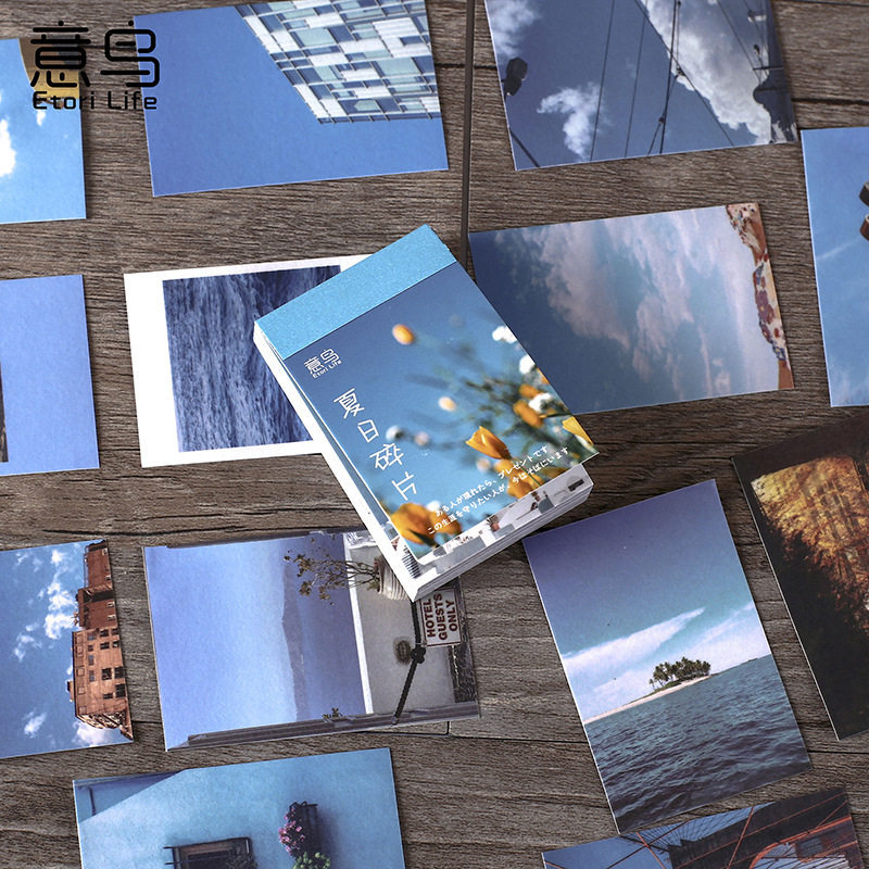 小鱼家 许愿社系列包头素材本50张入INS风景手帐日记装饰背景贴画