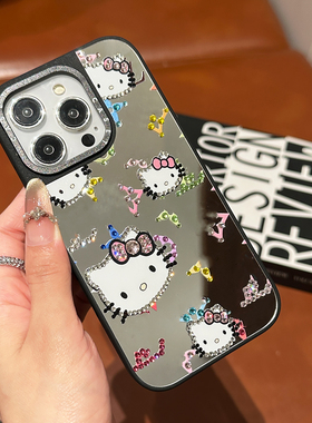 手工钻kt猫适新款用于iPhone17promax手机壳15pro卡通可爱苹果16pro潮牌高级感14promax女款少女心