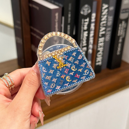 牛仔老花包包手工带钻磁吸款气囊支架Magsafe强力苹果安卓通用