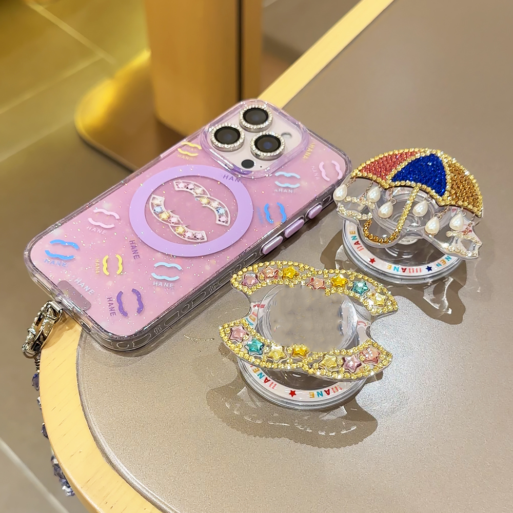 小众时尚高级感磁吸紫色手机壳新款适用于iPhone16promax挂绳手腕15promax女款14带钻苹果13pro手机套