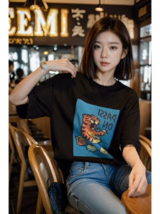 纯棉正肩短袖t恤女2024新款爆款夏季半袖设计感宽松显瘦遮肉上衣