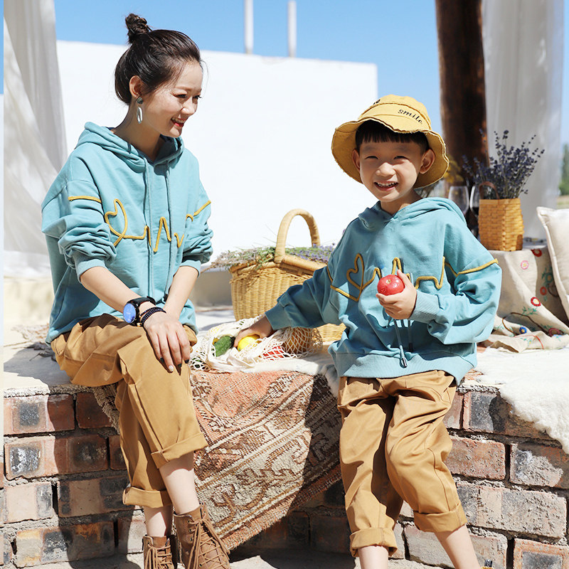 哲思凡原创亲子装秋装新款母子母女装连帽卫衣休闲裤长裤子潮