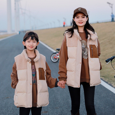 哲思凡亲子装原创羊羔毛背心无袖