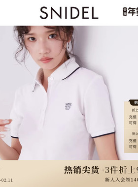 SNIDEL春夏款拼色刺绣短款露腰polo衫短袖T恤SWCT242117