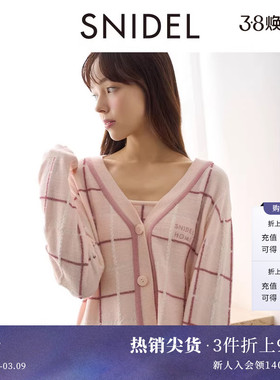 SNIDEL HOME秋冬款简约舒适格纹V领居家针织开衫SHNT245039