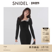 收腰短款 SNIDEL2025秋冬新品 蕾丝方领长袖 针织连衣裙SWNO255175