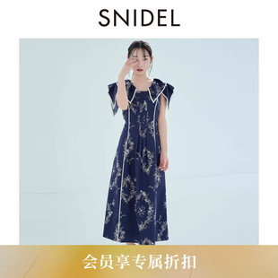 SNIDEL2026春夏新品 波点印花连衣裙SWFO261136 气质荷叶边小飞袖