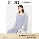 SNIDEL2025秋冬新品 针织连衣裙SWNO254320 优雅斜肩蝴蝶结肩带长袖