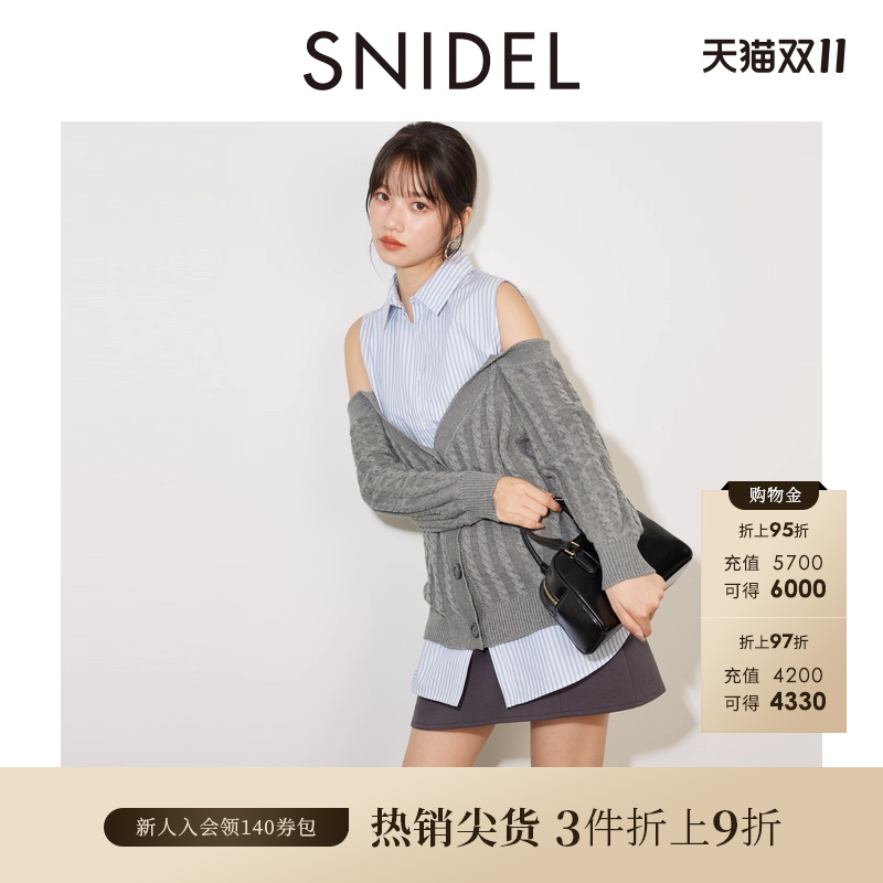 衬衫假两件针织衫SNIDEL