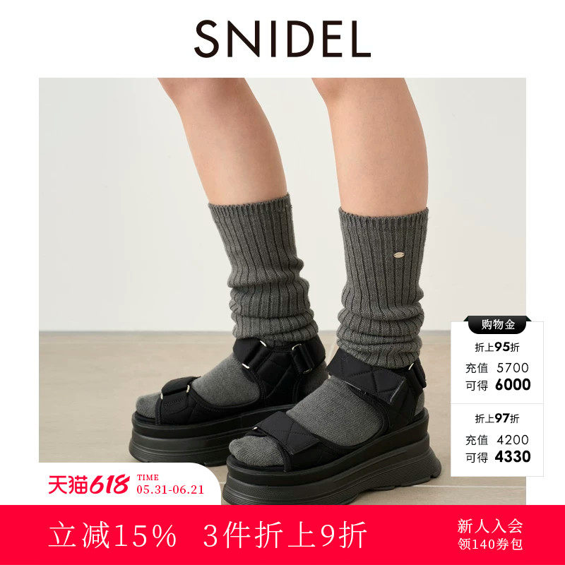 SNIDEL秋冬款简约百搭厚底魔术贴休闲沙滩凉鞋SWGS244609