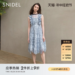 透视不规则蕾丝连衣裙SWFO224240 SNIDEL春夏款 木耳边无袖