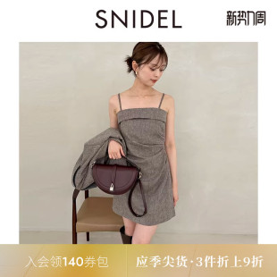 SNIDEL2025秋冬新品 简约百搭吊带抹胸翻边抽褶连衣裙SWFO254178