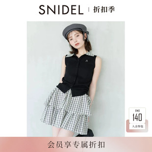 SNIDEL2026秋冬新品翻领无袖抽绳拼接荷叶边蛋糕连衣裙SWCO264019