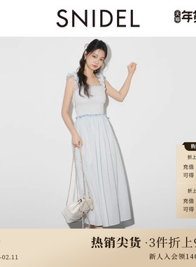 SNIDEL春夏款甜美优雅收腰印花荷叶边吊带连衣裙SWFO251308