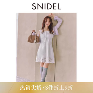 甜美气质收腰蕾丝钩花吊带连衣裙SWFO252166 SNIDEL春夏款