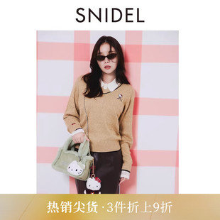 SNIDEL2025秋冬新品 KITTY联名V领长袖 针织衫 上衣SWNT254228 HELLO